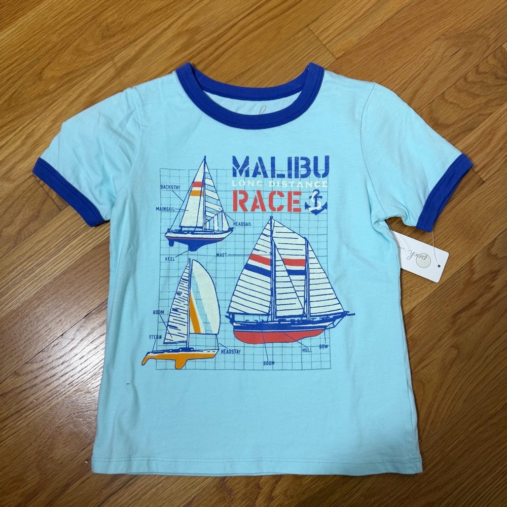 NEW Peek Kids Short Sleeved Sailing Sailboat Tee Shirt Size 4-5